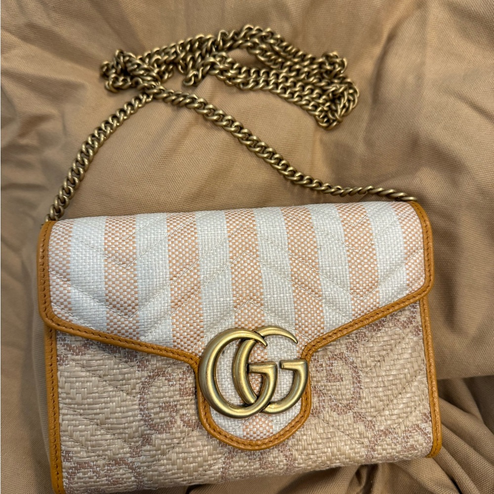Gucci Beige and White Striped Bag - Picture 4 of 4